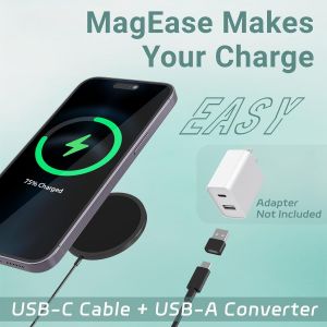 Chargeur Sans Fil Magn&eacute;tique Pour Iphone 15w, Chargeur Rapide Compatible Apple Avec Mag-Safe Pour Iphone 17/16/15/14/13/12/11/X/Xs/Xr/Airpods 4/3/2/Pro-Noir - Neuf