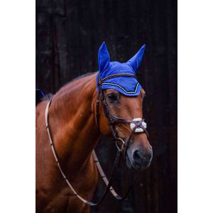 Bonnet Chasse Mouche Equitheme - Domino - Couleur : Bleu, Taille : Cheval/Full - Neuf