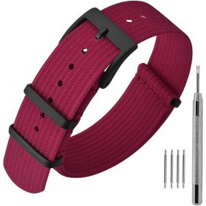 Kal-Bracelet De Montre En Nylon Avec Boucle En Acier Inoxydable, Sport Bande De Remplacement 16mm 18mm 20mm 22mm - Neuf