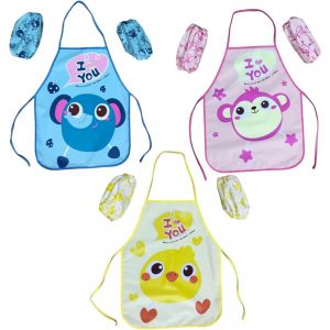 KALANKA-Tablier Enfant,3 pièces Tablier Cuisine Enfant Imperméable,avec 6 Manches,Tabliers Peinture Blouse Ajustables,pour Cuisine Peinture Tablier de Jardinage,3-8 Ans,50 x 39 cm - Neuf
