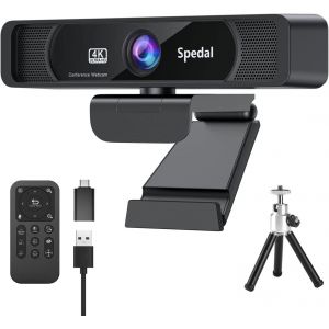 4K Webcam Avec Microphone Et Trépied, Caméra Web Hd Avec Champ De Vision À 120 ° Et Télécommande Pour Le Streaming De Réunions, Compatible Avec Skype Zoom Facetime,Pc Mac Laptop Desktop - Neuf
