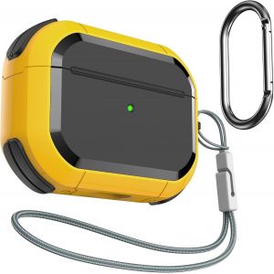 Coque Compatible avec AirPods Pro 2 & AirPods Pro, avec Mousqueton & Lanyard, Antichoc Robuste Protection pour Airpod Pro/Gen 2 (Jaune) - Neuf