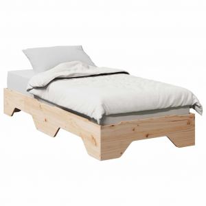 Vidaxl Cadre De Lit Sans Matelas Empilable 90x190 Cm Bois Massif - Neuf