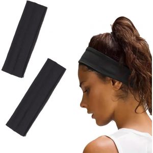 2 Bandeaux, Noir, Bandeau De 6 Cm De Large, Bandeau &Eacute;lastique, Bandeau Antid&eacute;rapant Pour La Course &Agrave; Pied, Le Cyclisme, Le Yoga, Le Fitness - Neuf