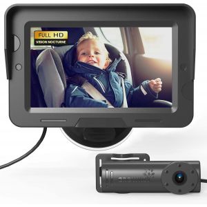 NouvelHorizonstore-Miroir Voiture B&eacute;b&eacute; HD 1080P Cam&eacute;ra Voiture b&eacute;b&eacute; avec Vision Nocturne et Grand Angle, Enti&egrave;rement R&eacute;glable, USB Plug & Play,Si&egrave;ge Auto Face &agrave; la Route, Installation Facile - Neuf