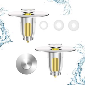 YEMAESRE-Bonde De Lavabo, Universel Bonde De Lavabo Pop-Up, Lot De 2 Filtre Pour Evier Universelle, Bouchon De Fuite De Tête D'Eau De Lavabo, Flitre Cheveux Anti-Odeur Pour Les Trous De 26 À 48Mm - Neuf