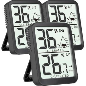 Lot De 3 Thermom&egrave;tres Hygrom&egrave;tre Num&eacute;rique D'int&eacute;rieur Pour Chambre, Reptiles, Serres - Neuf