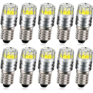Sjzg-10pcs 2w Cob 3v E10 Led De Mise &Agrave; Niveau De Remplacement De L'ampoule Pour Lampes De Poche Torche Phare Lampe Frontale, Blanc - Neuf