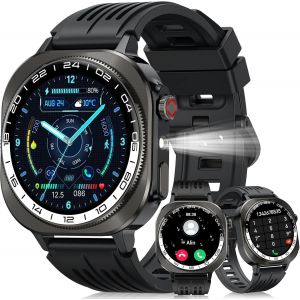 Loc-Montre Connect&eacute;e Homme Femme 660mah, 1.43"" &Eacute;cran Amoled Hd Smartwatch Avec Appel Bluetooth/Led Lampe, 24/7 Sommeil/Cardio/Spo2/Podom&egrave;tre 130+ Modes Sportifs, Ip68 &Eacute;tanche Montre Sport Pour Android Ios - Neuf