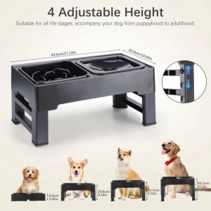 Gamelle Sur&eacute;lev&eacute;e - Chien - Pliable - 4 Hauteurs R&eacute;glables - Anti-Glouton - Anti-&Eacute;claboussure - Neuf