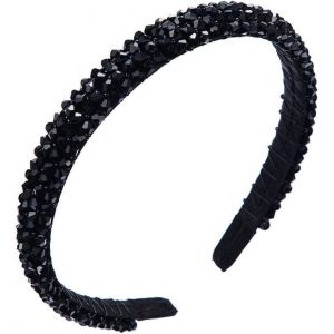 Kal-Serre Tete Mariage,Couronne De Fleurs Pour Cheveux,Bijoux Cheveux Mariage,Serre Tete Fille,Diademe Femme,Diademe Mariage,Quatre Rangées De Bandeaux En Cristal Tête De Mariée (Noir) - Neuf