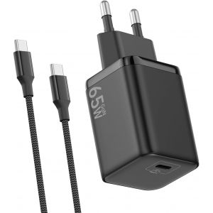 Thef-Chargeur Usb C 65w, Charge Rapide Pd3.0 Pps, Gan Ii Avec Câble Tressé 2m, Compatible Pour Macbok Pro/Air, Pour Samsung Galaxy S25/S24/S23/S22 Ultra, Pour Iphone 16/15(Noir) - Neuf