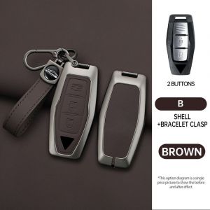 Étui pour clé de voiture en alliage de Zinc et cuir,coque Fob pour Mitsubishi Outlander 2022 2023 2024 2025,accessoires d'intérieur de voiture de contrôle - Type Rope brown 2 - Neuf