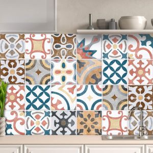 Eryi-32 X Feuilles Mural Stickers Carrelage 2d Imperméables Carreau De Ciment Adhesif, Autocollants Carreaux Dosseret Pour Cuisine, Salle De Bain La Décoration À La Maison / 15 X 15 Cm / T1062 - Neuf