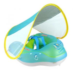 Bouée Bébé Gonflable Avec Parasol - Leytn - Leytn® - Pvc - Bleu - Siège De Piscine - 6-36 Mois - Neuf