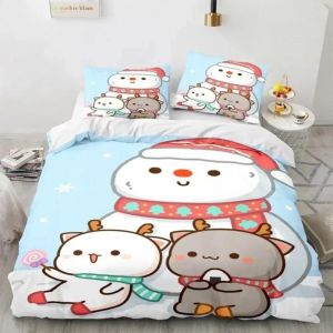 Parure De Lit De Luxe Avec Imprime 3d Et Motif Chat Pêche, Ensemble De Literie Pour Lit Double, King Size, Twin, Housse De Couette, Linge De Lit Blanc Pour Enfants Et Filles, 2025 - Neuf