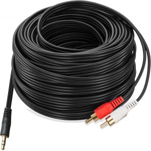 VornixorSarlshop-C&acirc;ble Audio auxiliaire aux 3,5 mm vers 2RCA m&acirc;le Double Blindage Plaqu&eacute; Or c&acirc;ble Audio st&eacute;r&eacute;o 50 Feet - Neuf