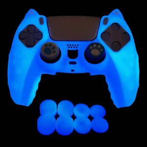Peau De Contrôleur Ps5 Qui Brille Dans Le Noir, Housse De Protection En Silicone Cloutée Et Épaisse, Poignées Compatibles Avec La Manette Ps5 Avec 10 Capuchons De Poignées..[E625] - Neuf