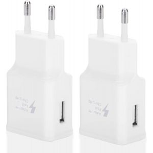 JGD-Lot de 2 Adaptateurs de Charge USB Rapides pour Samsung S22/S21/S20/S10/S10E/S6/S7/S8/S9/Edge/Plus/Active/A72/A53 5G, Note 5 8, Note 9, Note10/20/Google Pixel 2/3/XL et Autres Smartphones/Apparei - Neuf