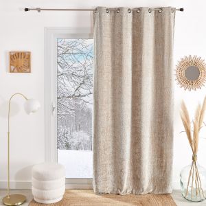 Rideau &Agrave; Oeillets Chenille Effet Peluche - Neuf