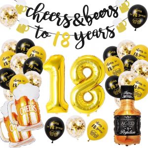 Chicslick-Decoration Anniversaire 18 Ans Femme,Ballon 18 Ans Anniversaire Homme, D'anniversaire Ballon Décoration Pour Fête De La Bière, Helium Ballon Pour Décoration De Fête De 18 Anniversa[X2326] - Neuf
