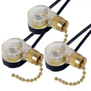 3Pack Interrupteur d'éclairage de ventilateur de plafond ZE-109 Interrupteur de ventilateur Remplacement de l'interrupteur de chaîne de plafond (laiton) - Neuf