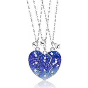 Kales-3 Pièces Collier D'amitié Pour 3,Coeur Separable Pendentif,Collier D Amitié 3 Filles,Collier Amitié Pour 3 Pour Soeur Friend Cadeau Anniversaire,Bff Colliers Meilleurs Amis - Neuf
