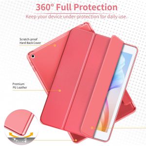 Coque Compatible Avec Ipad 6&egrave;me/5&egrave;me G&eacute;n&eacute;ration 9.7"" 2018/2017, Ultra Fin &Eacute;tui De Protection Semi-Translucide Mat Avec Fonction Support, Rouge - Neuf