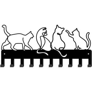 KAL-Porte Clef Mural Cat Line Art Décoratif Pour Chats 10 Crochet Organisateur De Porte Clé Mural Pour Chats Décoration Murale De Cuisine Porte Clés Personnalisé Cintre - Neuf