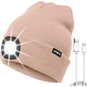 Nsiecd-Led Bonnet Lampe Frontale, Usb Type C Rechargeable 4 Led Chapeau De Course Ultra Lumineux Lumi&egrave;re Hiver Chaud Tricot Bonnet Cadeaux Pour Hommes Et Femmes - Neuf