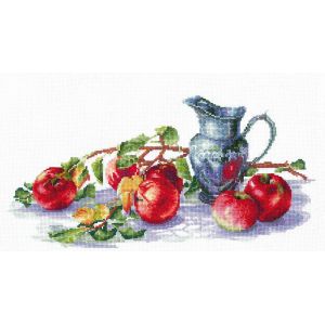 Kit Point De Croix Compt&eacute; Andriana "Pommes Juteuses" 38x19 Cm - Neuf