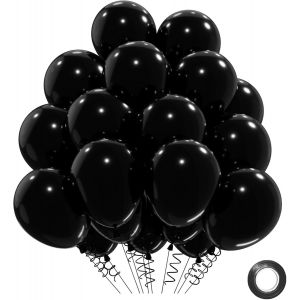 MEVRONISSHOP-Ballons Noirs 31 Pi&egrave;ces Noirs, Ballons d'Anniversaire Noirs Balloons &agrave; l'H&eacute;lium Noir Balloons D&eacute;coration de F&ecirc;te de Mariage, Ballon en Latex de 12 Pouces - Neuf