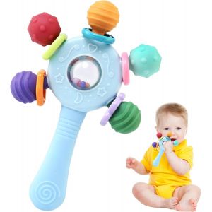 Tdrfl-Jouet Sensoriel Bebe 0-6 Mois,Jouet Eveil Bebe Dentition Hochet Bébés 0-6 Mois,Silicone Dentition Bébé 3-12mois,Montessori Cadeau Naissance Fille Garcon 0 3 6 12 Mois - Neuf