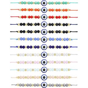 Kal-12 Pcs Oeil Turc Bracelet Mauvais Oeil, Collier Oeil Bleu Bracelet Amiti&eacute; Bracelet Couple Bracelet Rouge Bracelet Porte Bonheur Pour Femmes Hommes Enfants - Neuf