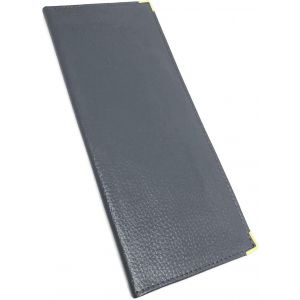 CAUC-- Pochette Porte ch&eacute;quier Long - Porte Carte cr&eacute;dit, Billet - Talon &agrave; Gauche - en Cuir (Cuir, Gris) - Neuf