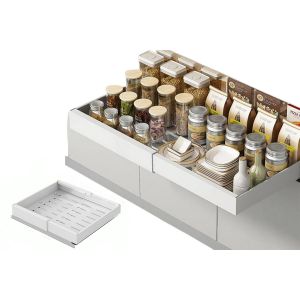 Organisateur de placard coulissant avec &eacute;tag&egrave;res r&eacute;glables pour le rangement de la cuisine et du garde-manger - Neuf