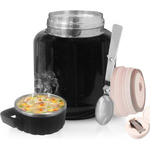 Jexnovashop-Bo&icirc;te Alimentaire Isotherme, 900ml Thermos Alimentaire Chaud Avec Cuill&egrave;re Boite Isotherme Repas Chaud Sans Bpa Boite Repas Isotherme En Acier Inoxydable Pour Ecole, Bureau, Camping - Neuf