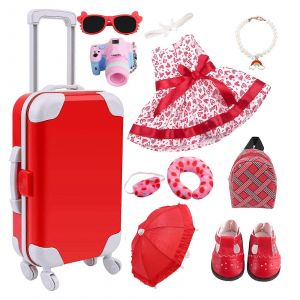 Nouvel arrivage de jeu de voyage pour poupee, accessoires de bagages de voyage pour poupee avec valise - Neuf