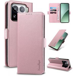 KALANKA-Coque pour Xiaomi 15 Pro - [Blocage RFID] Housse &Eacute;tuis de Protection PU Luxe [Magn&eacute;tique] [Fente Carte] [Stand] Portefeuille Flip Case,[Poudre] - Neuf