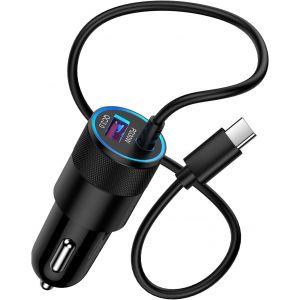 TIANYI-Chargeur Allume Cigare USB C, 48W T&eacute;l&eacute;phone de Chargeur USB C Voiture T&eacute;l&eacute;phone Fast Charge, QC18W & PD 30W avec 1M Cable Car Accessoires pour Samsung, Samsung Galaxy S25 Ultra S24 S23 S22 S21 - Neuf