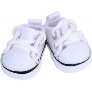 2pcs Chaussures de Poup&eacute;e, Mini Baskets Blanches Tendance Accessoires pour V&ecirc;tements et Pr&eacute;sentation de Poup&eacute;es 15 et 17 cm (Poup&eacute;es Non Incluses) - Neuf