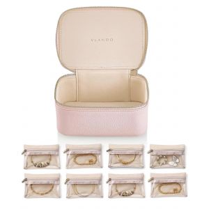 Organe &Agrave; Bijoux De Voyage, Pour Filles Et Femmes, Pochette &Agrave; Bijoux En Velours Rose Pour 8 Pi&egrave;ces (Colliers, Bagues), Cadeau Id&eacute;al Pour La Saint-Valentin Ou Un Anniversaire. - Neuf