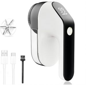 Rasoir Anti-Bouloche &Eacute;lectrique,Machine Anti Peluche Rechargeable,Tissu Pull Laine Tondeuse &Agrave; Textile,Appareil Coupe Bouloches &Agrave; 3 Vitesses, Lame &Agrave; 6 Branches, &Eacute;cran Led,Rasoir Anti Bouloche Portatif - Neuf