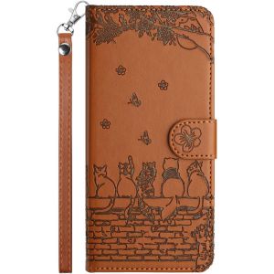 Kal-Coque Aimant&eacute;e Antichoc Pour Huawei Mate 60 (6.69"") - Protection Portefeuille Avec Porte Carte, Cordon Chat Cl&ocirc;ture Brun - Neuf