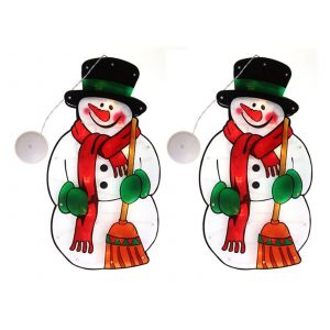 Lot De 2 Guirlandes Lumineuses Led Bonhomme De Neige Pour Rideaux De Fen&ecirc;tre, D&eacute;coration De No&euml;l - Neuf