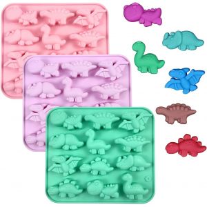 KAL-3 Pièces Moule Dinosaure Gateau, Moule Chocolat, Moule Bonbon,Moules Silicone,Moules Pour Dinosaures,Moule De Qualité Alimentaire,Adaptés À La Fabrication De Chocolat, De Glaçons, De Bonbons - Neuf