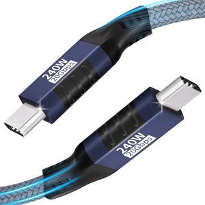 Câble USB C vers USB C haute vitesse 20Gbit/s transfert de données câbLe UsB C 3.2 Gen 2x2,PD 240W 4K@144 Hz câBle uSB C pour moniteur Câble USb Type C pour iPhone 16/15,Samsung,MacBook,iPad Pro 1M - Neuf