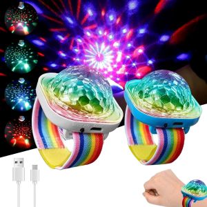 Lot De 2 Bracelets À Boules Disco - Portable - Colorées - Lumière D'ambiance Clignotante - Convient Pour Les Soirées Dansantes En Club De Karaoké - Bracelet Pour Enfants - Lumière Led Activée - Neuf
