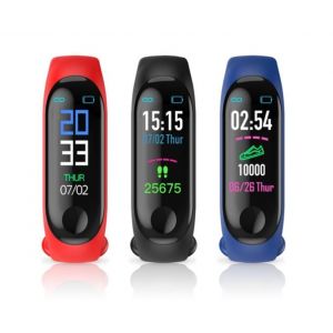 Montre Connect&eacute;e M4 Avec Moniteur De Fr&eacute;quence Cardiaque Et De Pression Art&eacute;rielle, Bracelet Noir - Neuf