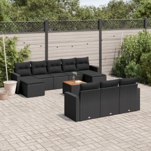 Prolenta Premium - Salon De Jardin 11 Pcs Avec Coussins Noir R&eacute;sine Tress&eacute;e - Neuf